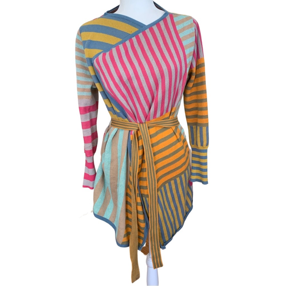Quicksilver 100% Cotton Stripped Wrap Tie Cardigan